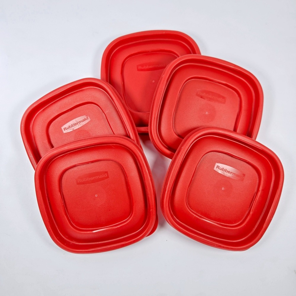 5 Rubbermaid Easy Find Lids 4.5" inch Red Square Replacement Food Storage 7J58